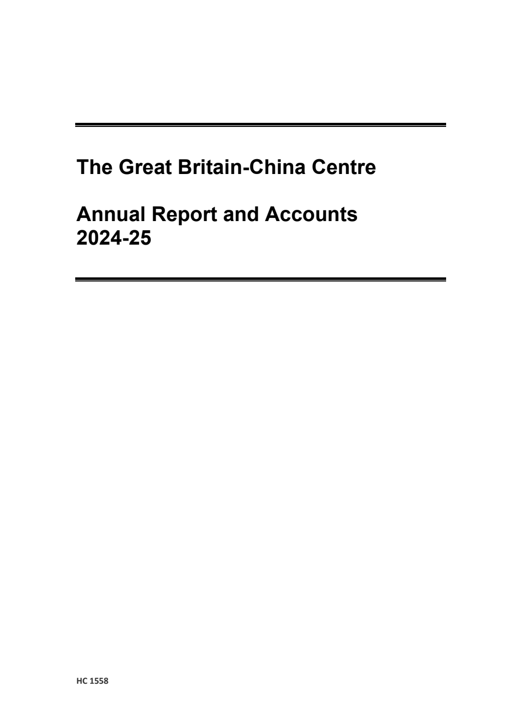 The Great Britain–China Centre Annual Report and Accounts 2024-25
