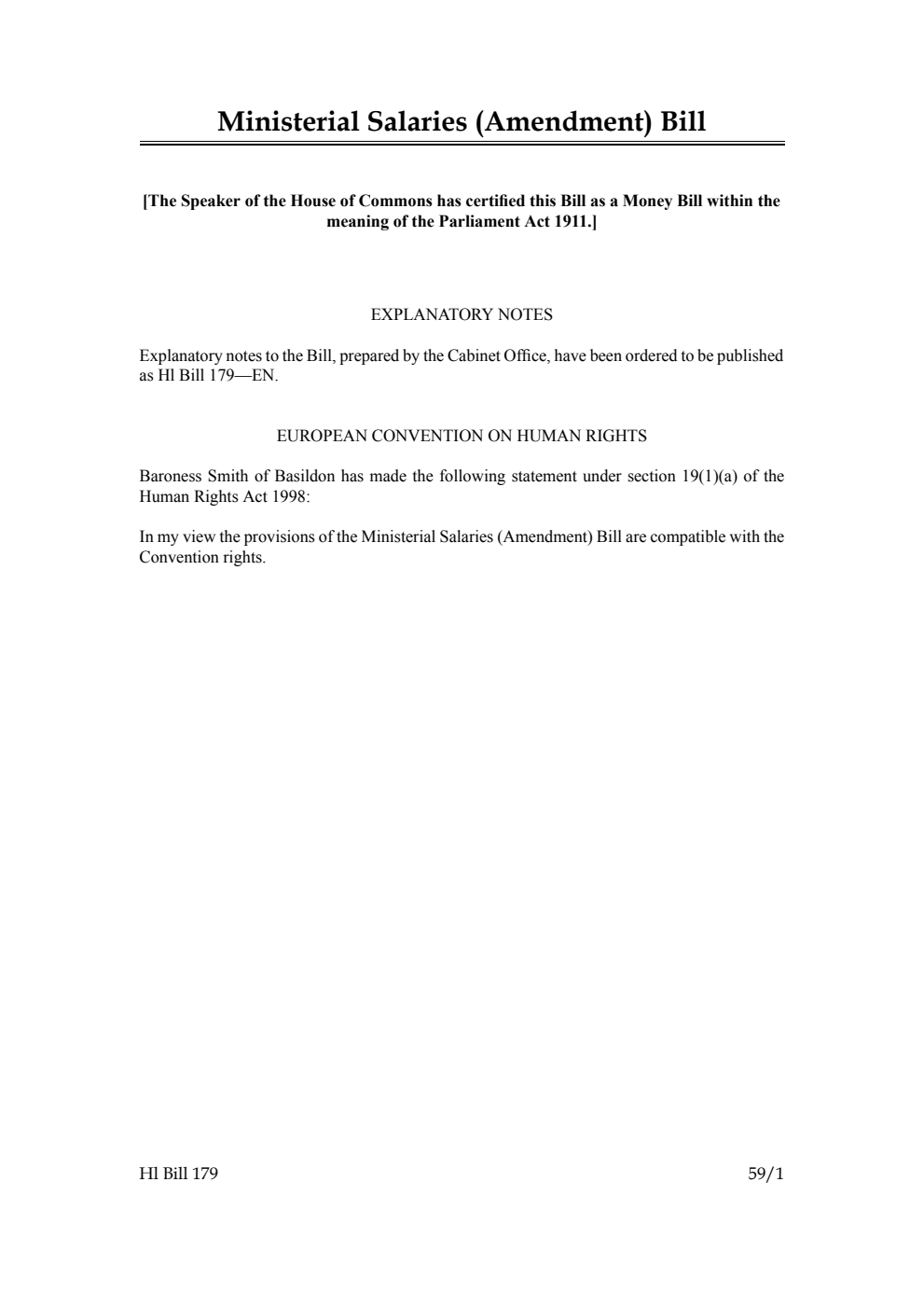 Ministerial Salaries (Amendment) Bill [as brought from the Commons]