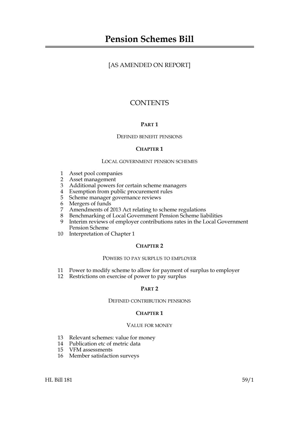 Pension Schemes Bill [as amended on Report]
