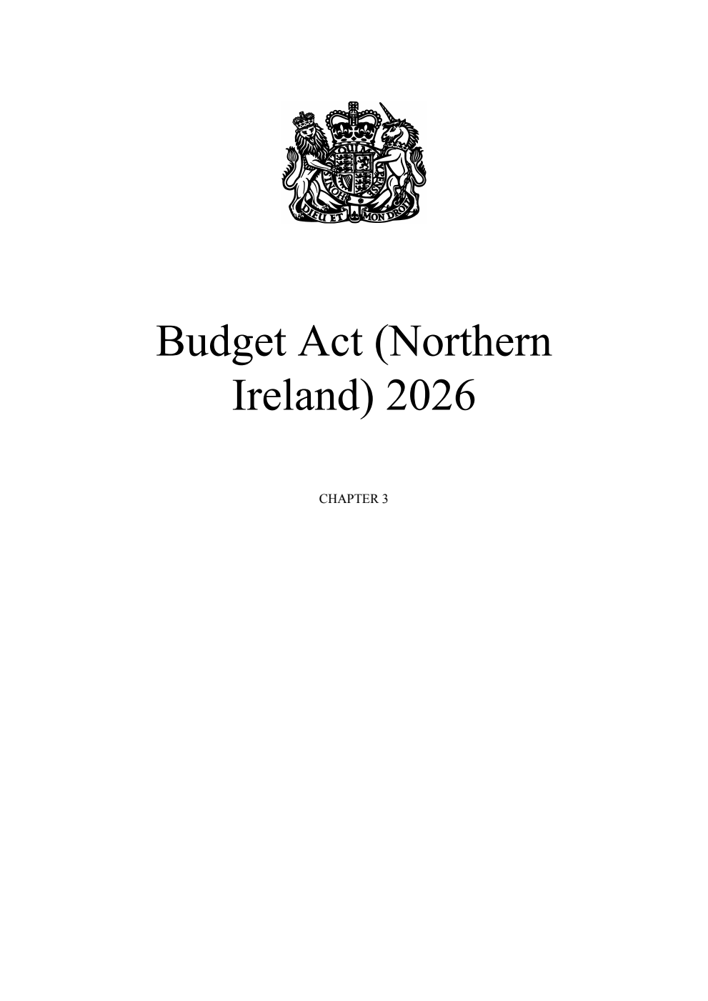 Budget Act (Northern Ireland) 2026