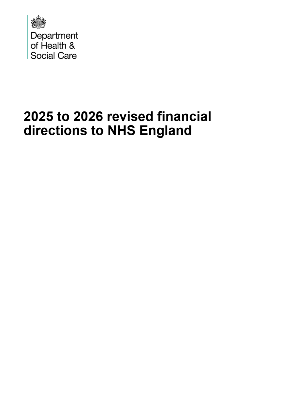 2025 to 2026 revised financial directions to NHS England