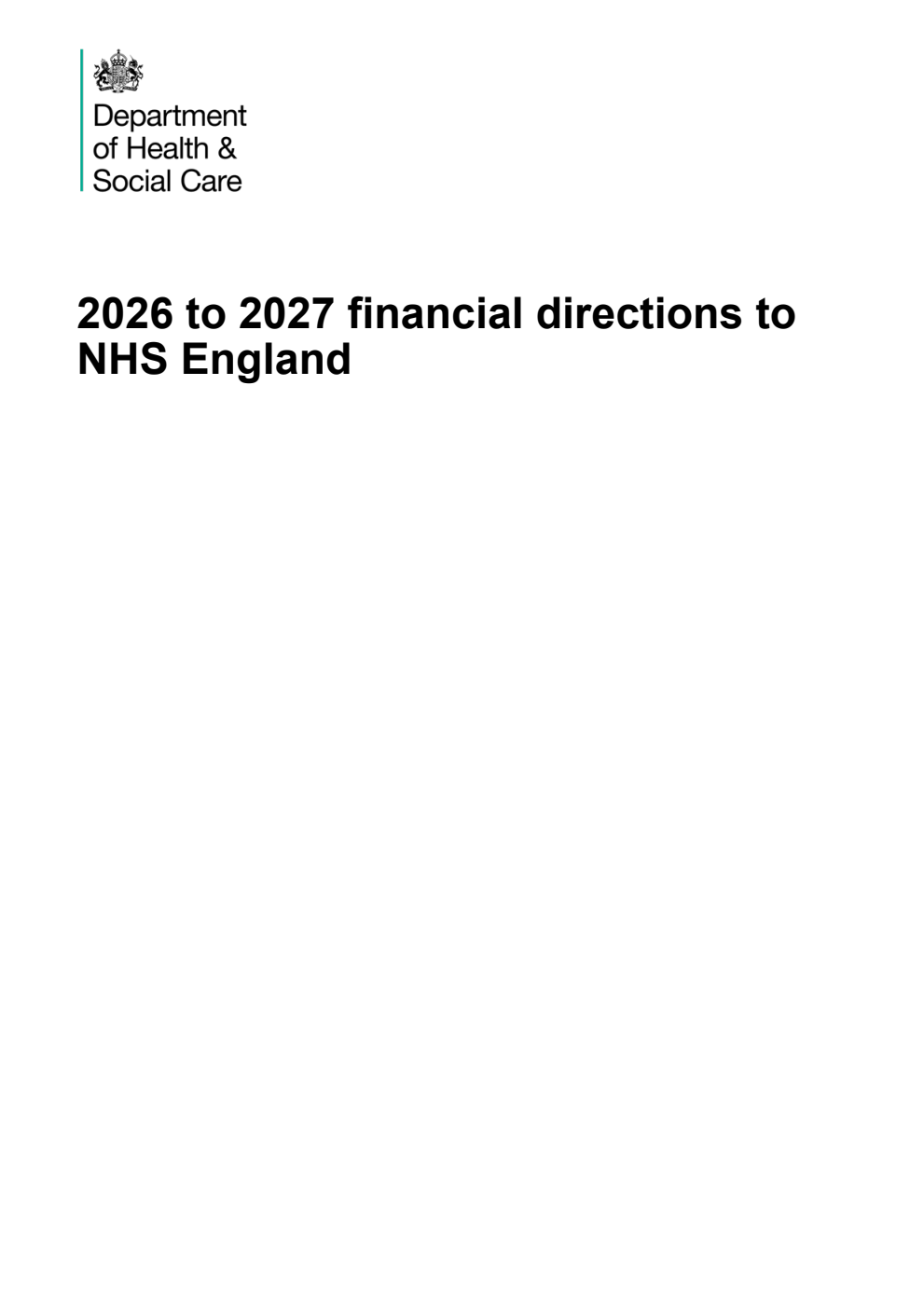 2026 to 2027 financial directions to NHS England