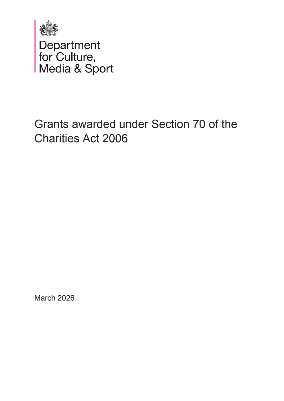 Grants awarded under Section 70 of the Charities Act 2006 for the year ended 31 March 2025