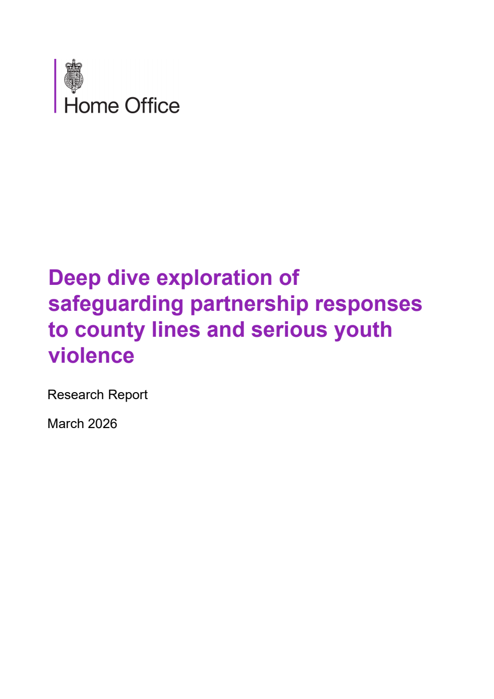 Home Office Research Report Deep dive exploration of safeguarding partnership responses to county lines and serious youth violence