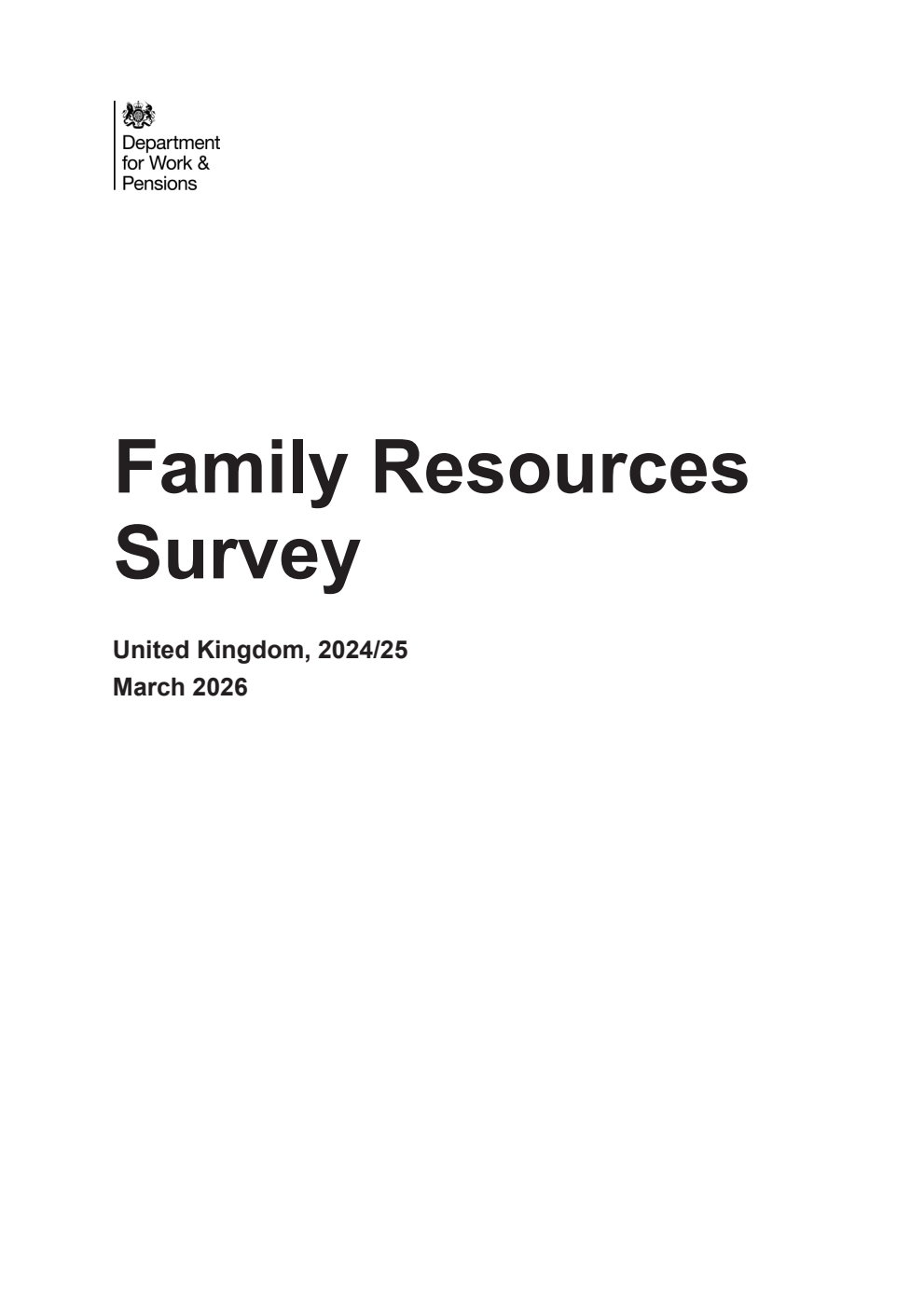 Family Resources Survey United Kingdom 2024/25. March 2026