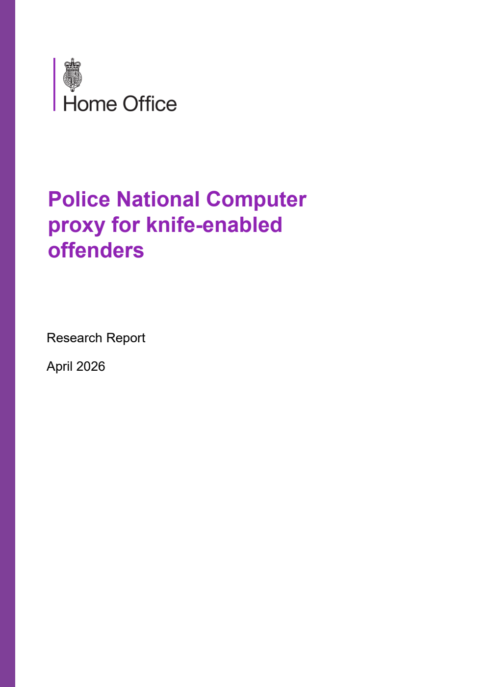Home Office Research Report Police National Computer proxy for knife-enabled offenders