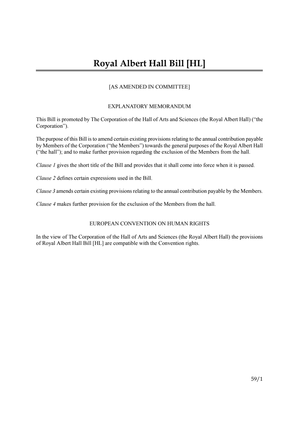 Royal Albert Hall Bill [as amended in Committee]