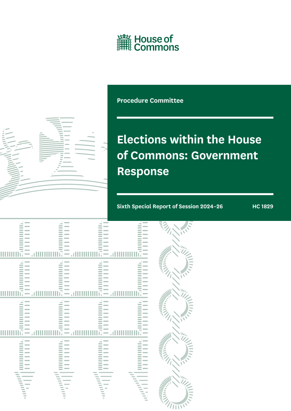 Procedure Committee 6th Special Report.  Elections within the House of Commons: Government Response