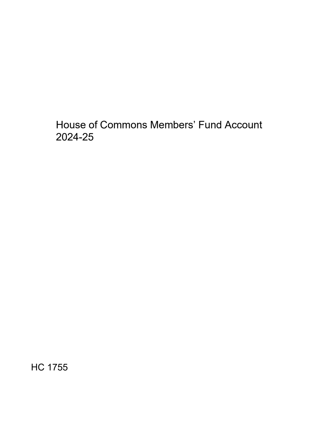 House of Commons Members’ Fund Account 2024-25