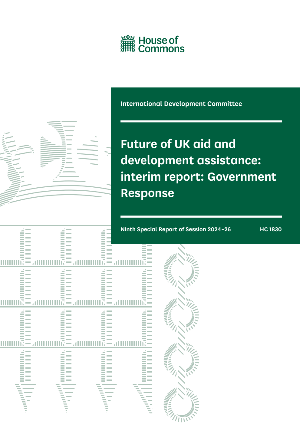 International Development Committee 9th Special Report. Future of UK aid and development assistance: interim report: Government Response