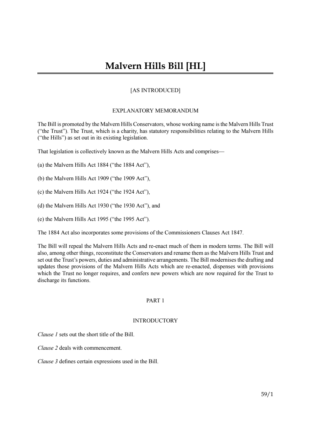 Malvern Hills Bill