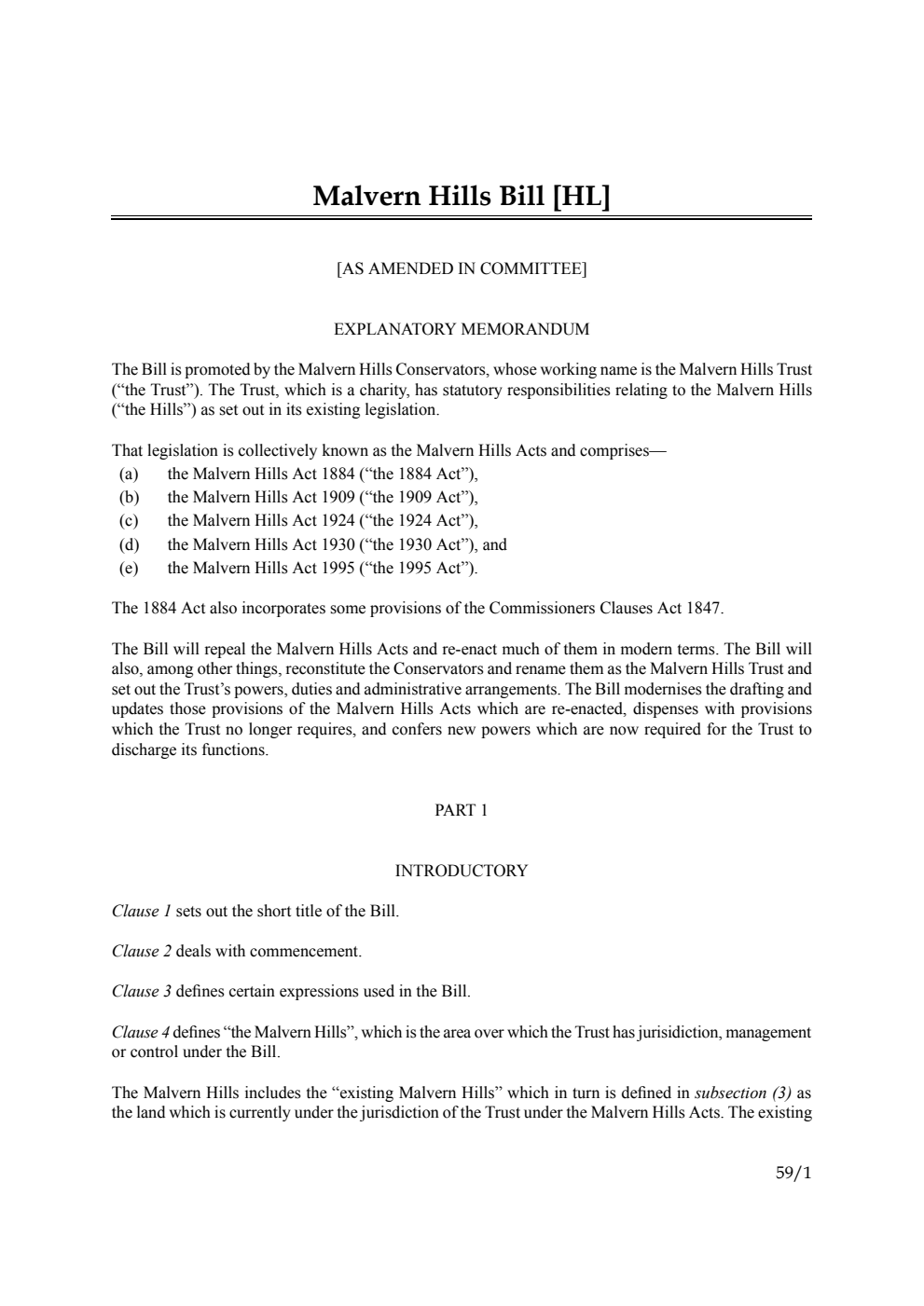 Malvern Hills Bill [as amended in Committee]