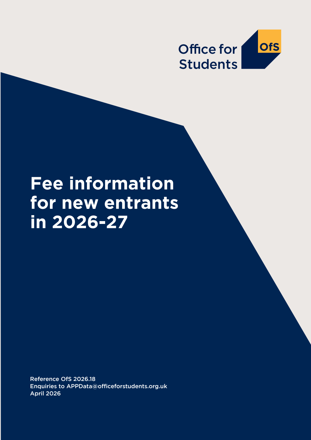 Fee information for new entrants in 2026-27