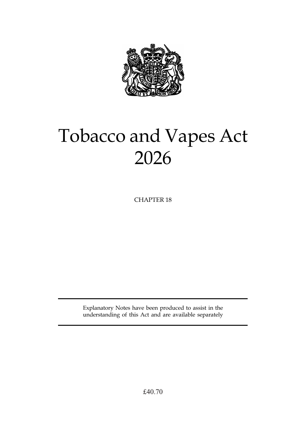 Tobacco and Vapes Act 2026: Chapter 18