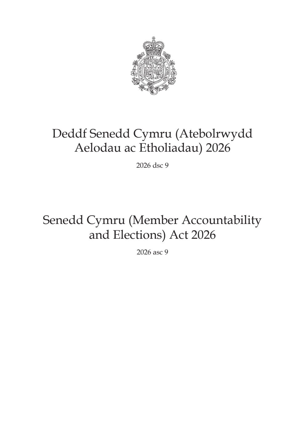 Senedd Cymru (Member Accountability and Elections) Act 2026: asc 9