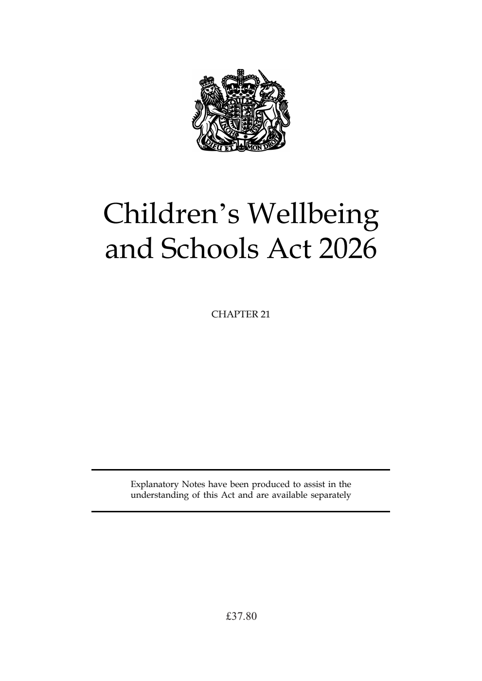 Children’s Wellbeing and Schools Act 2026: Chapter 21