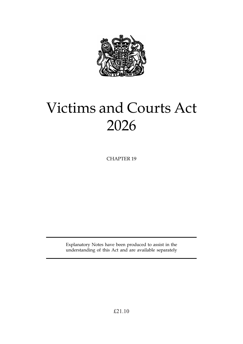 Victims and Courts Act 2026: Chapter 19