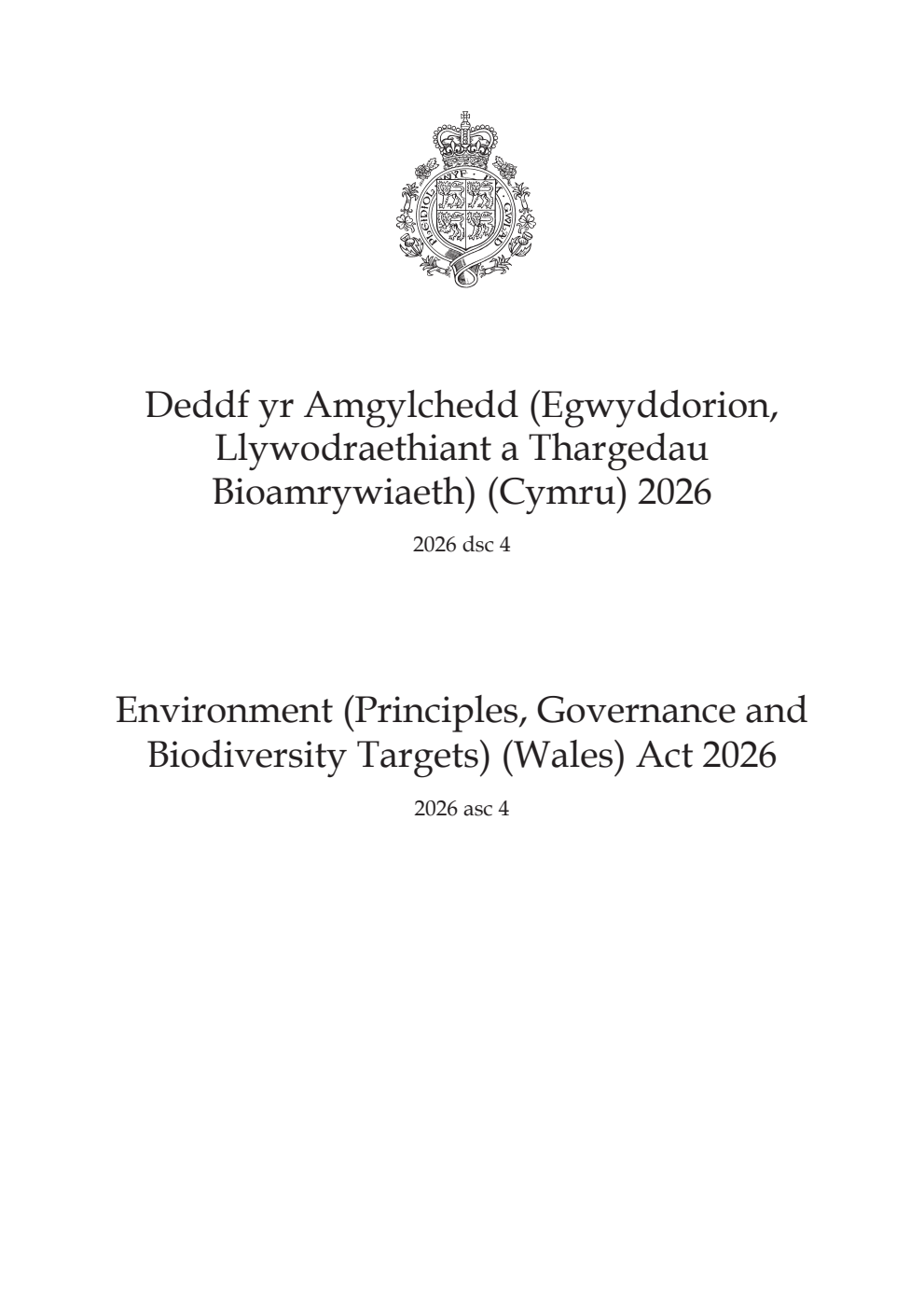 Environment (Principles, Governance and Biodiversity Targets) (Wales) Act 2026: asc 4