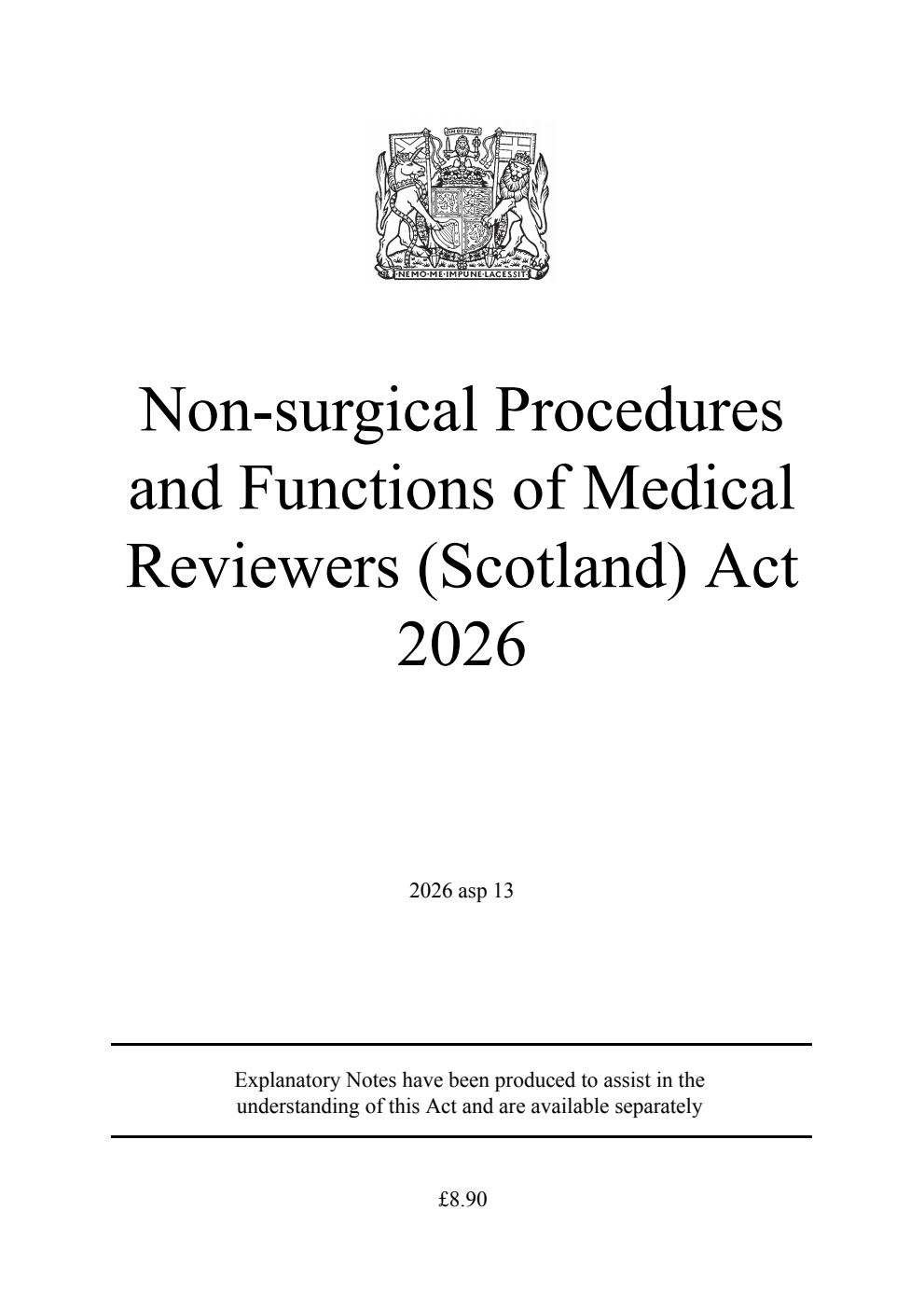 Non-surgical Procedures and Functions of Medical Reviewers (Scotland) Act 2026