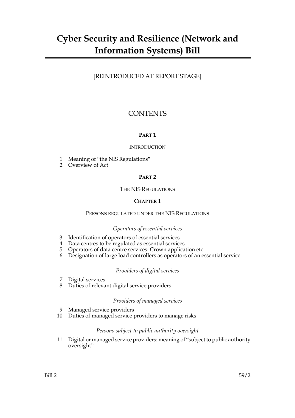 Cyber Security and Resilience (Network and Information Systems) Bill [Reintroduced at Report Stage]