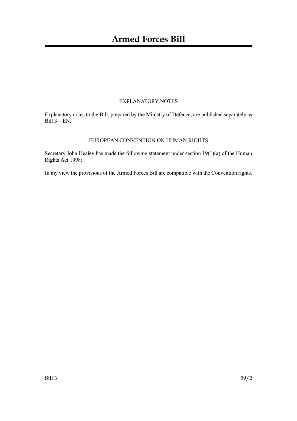 Armed Forces Bill [Reintroduced at Committee Stage]