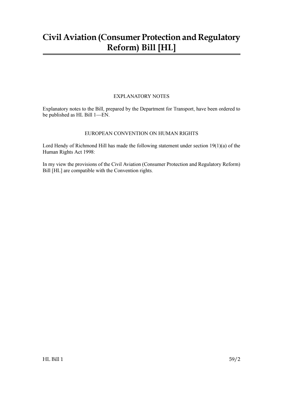 Civil Aviation (Consumer Protection and Regulatory Reform) Bill