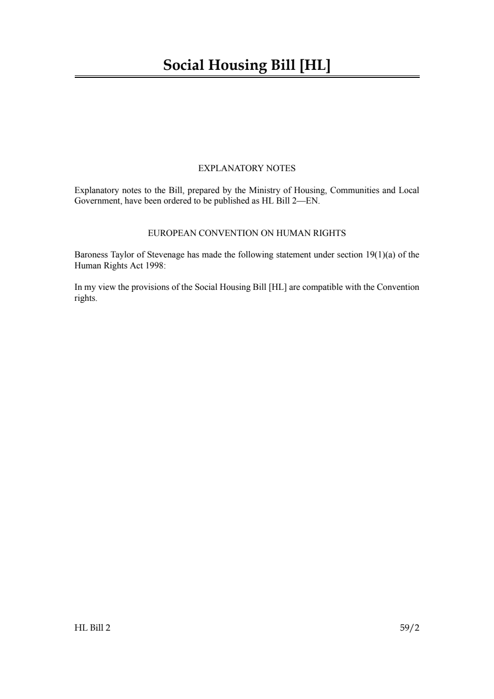 Social Housing Bill