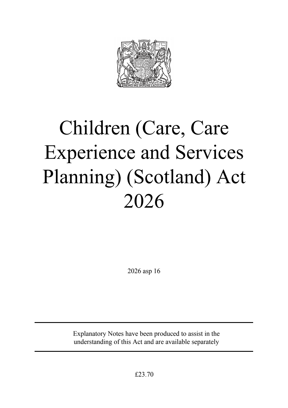 Children (Care, Care Experience and Services Planning) (Scotland) Act 2026