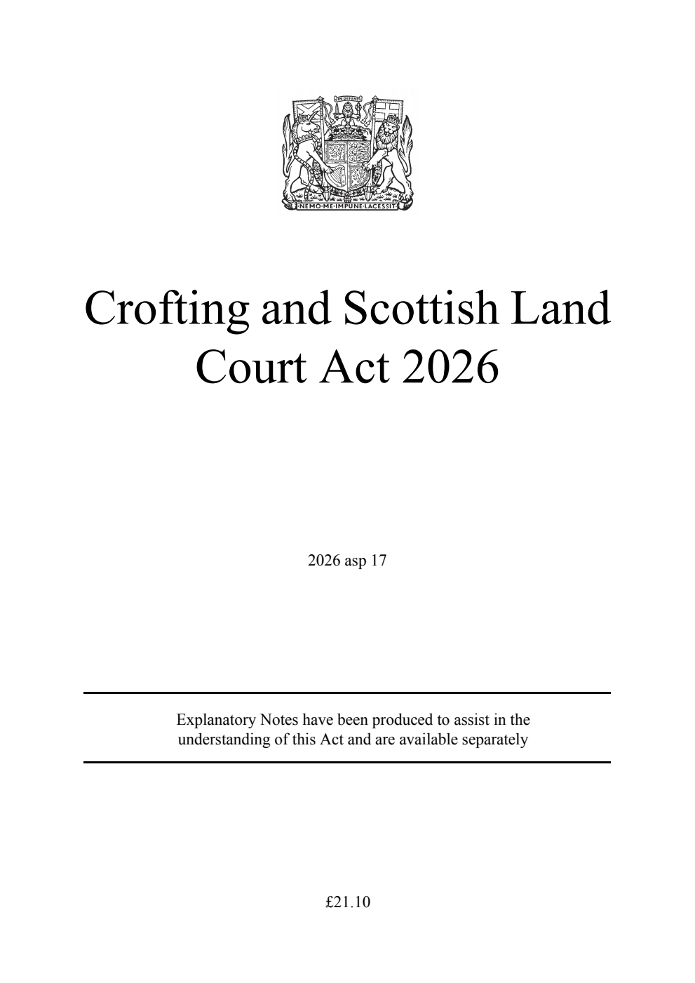 Crofting and Scottish Land Court Act 2026