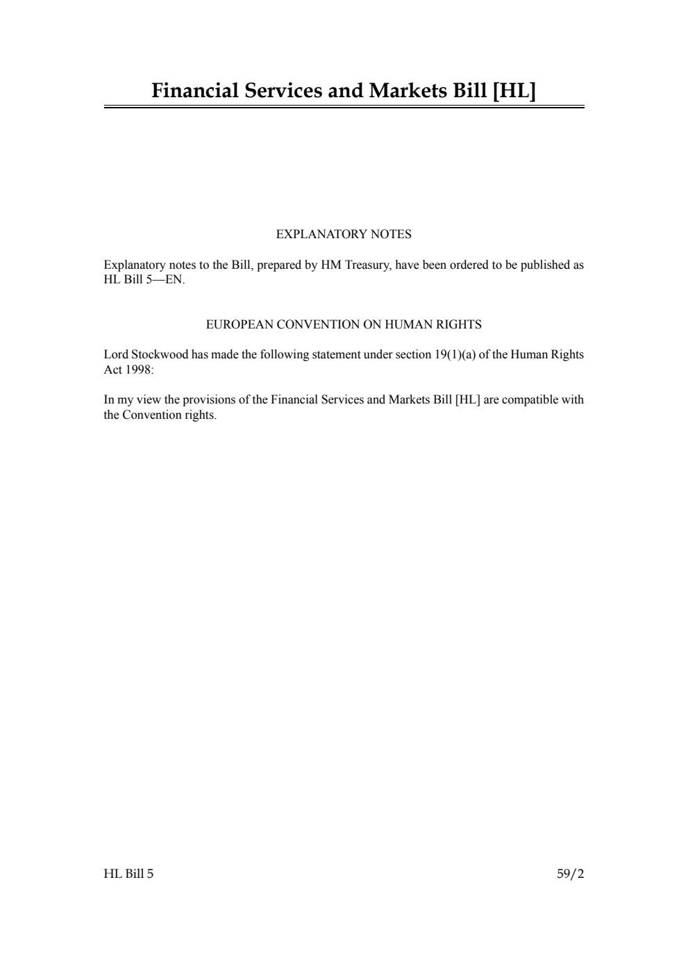 Financial Services and Markets Bill