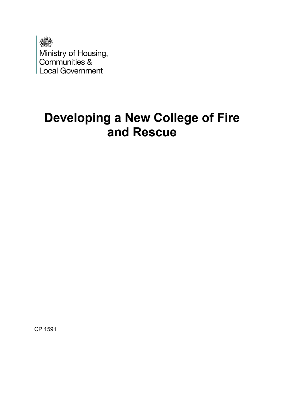 Developing a New College of Fire and Rescue.  May 2026