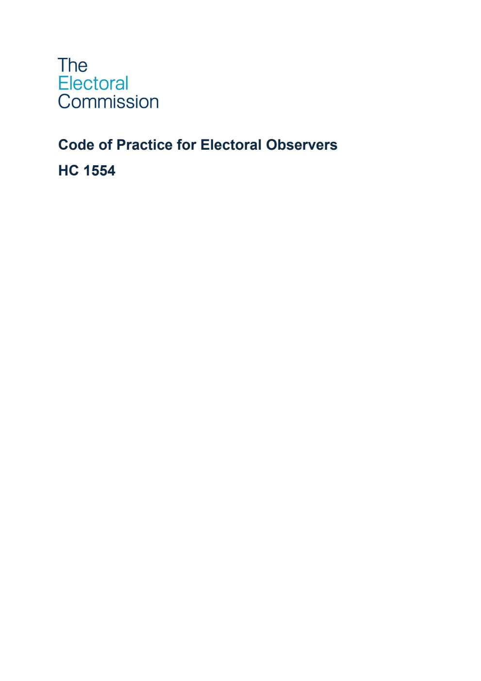 Code of Practice for Electoral Observers