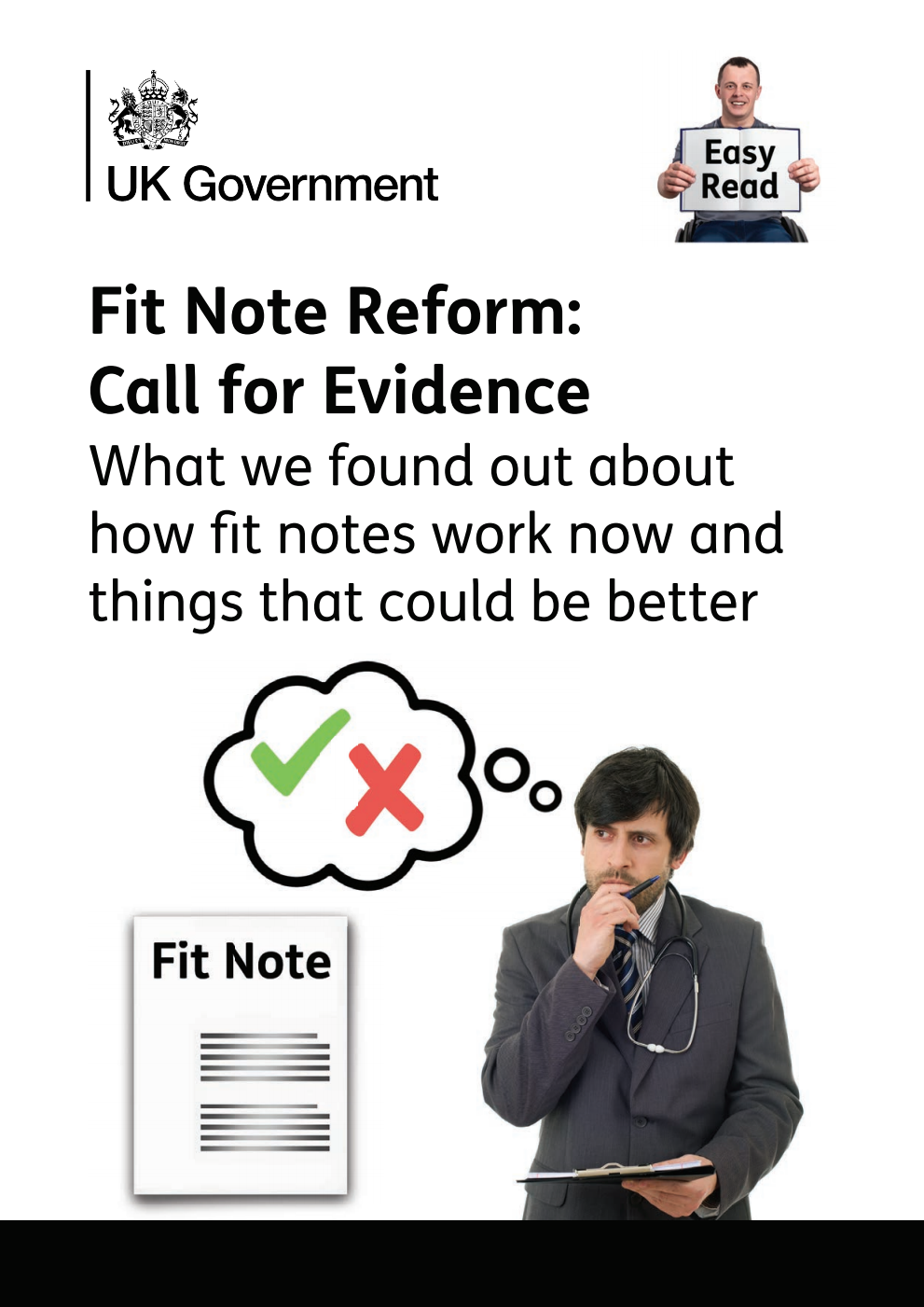 Fit Note Reform: Call for Evidence What we found out about how fit notes work now and things that could be better.  Easy Read booklet