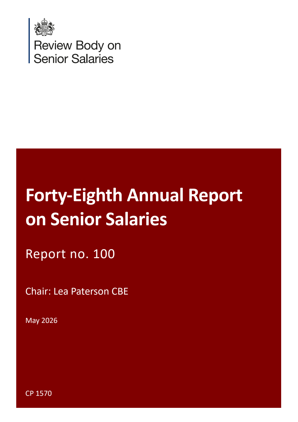 Review Body on Senior Salaries Forty-Eighth Annual Report on Senior Salaries 2026: Report No. 100