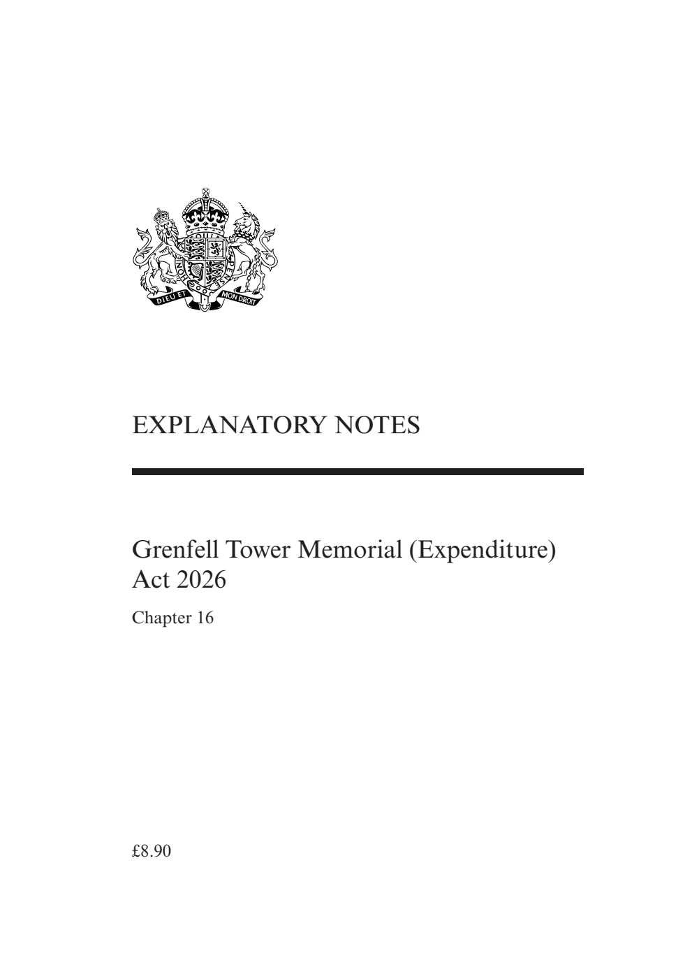 Grenfell Tower Memorial (Expenditure) Act 2026: Chapter 16 Explanatory Notes