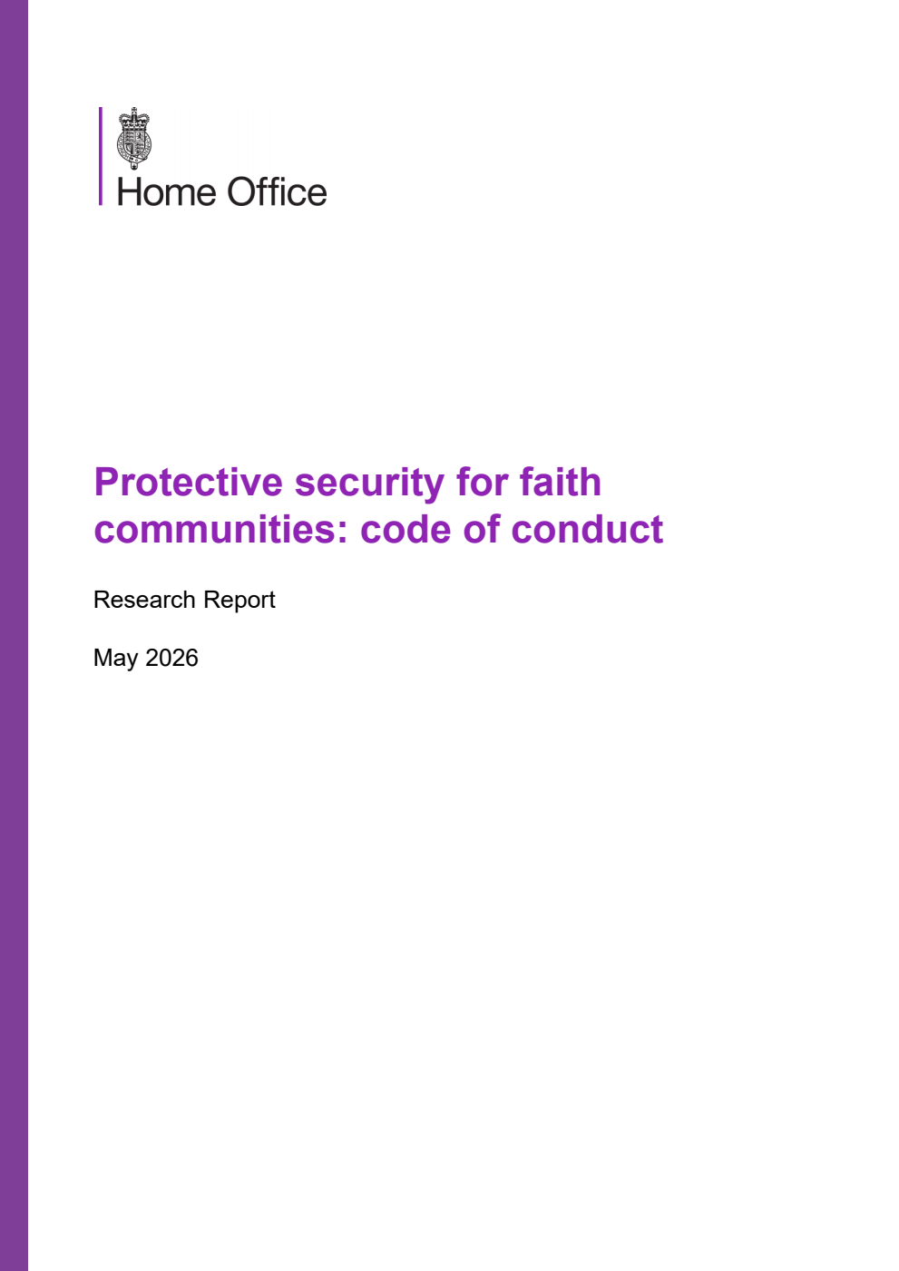 Home Office Research Report Protective security for faith communities: code of conduct
