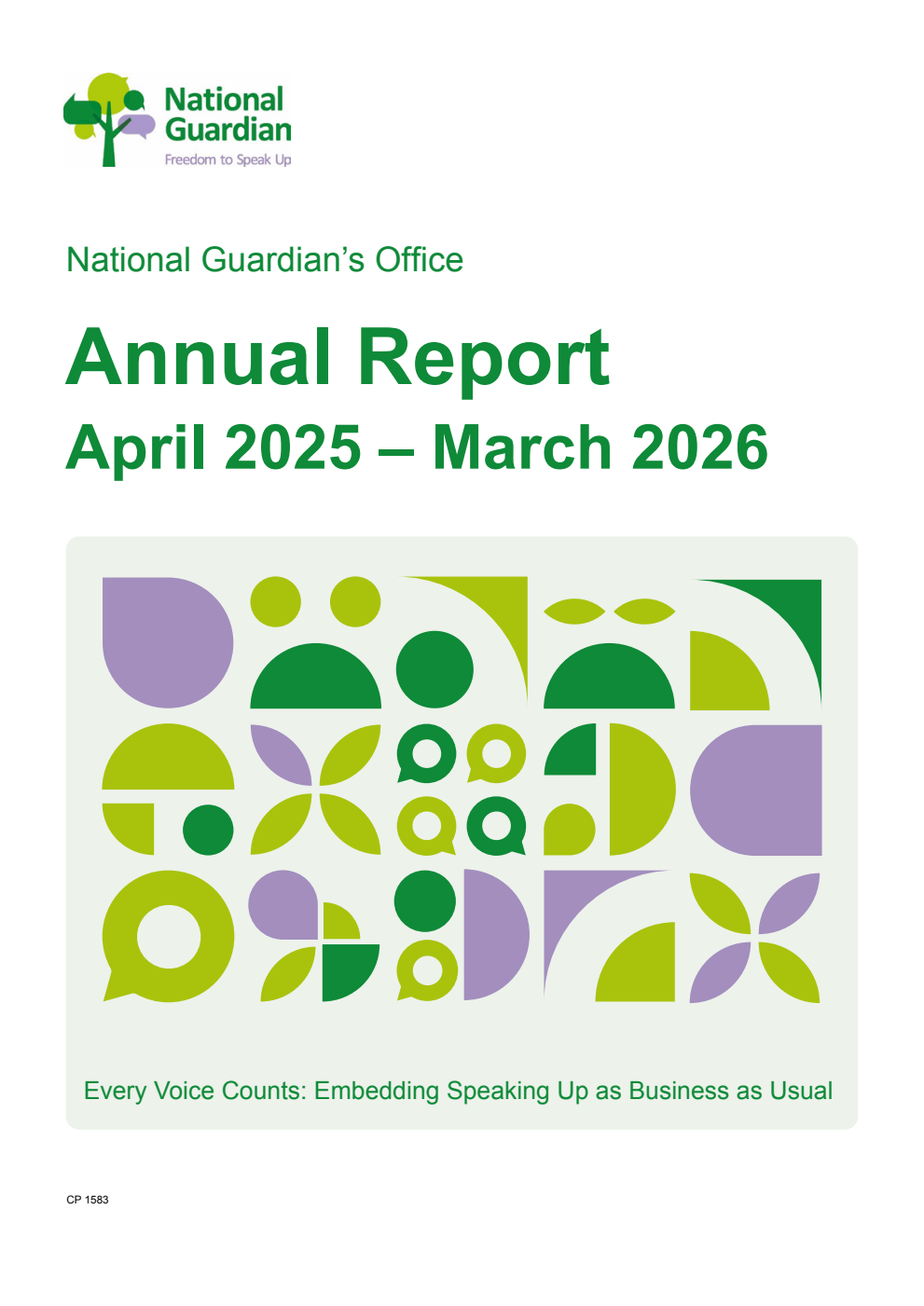 National Guardian’s Office Annual Report April 2025 – March 2026. Every Voice Counts: Embedding Speaking Up as Business as Usual