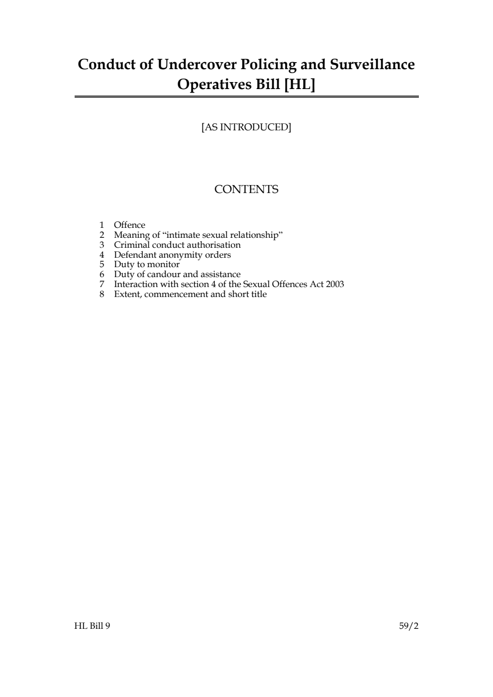Conduct of Undercover Policing and Surveillance Operatives Bill