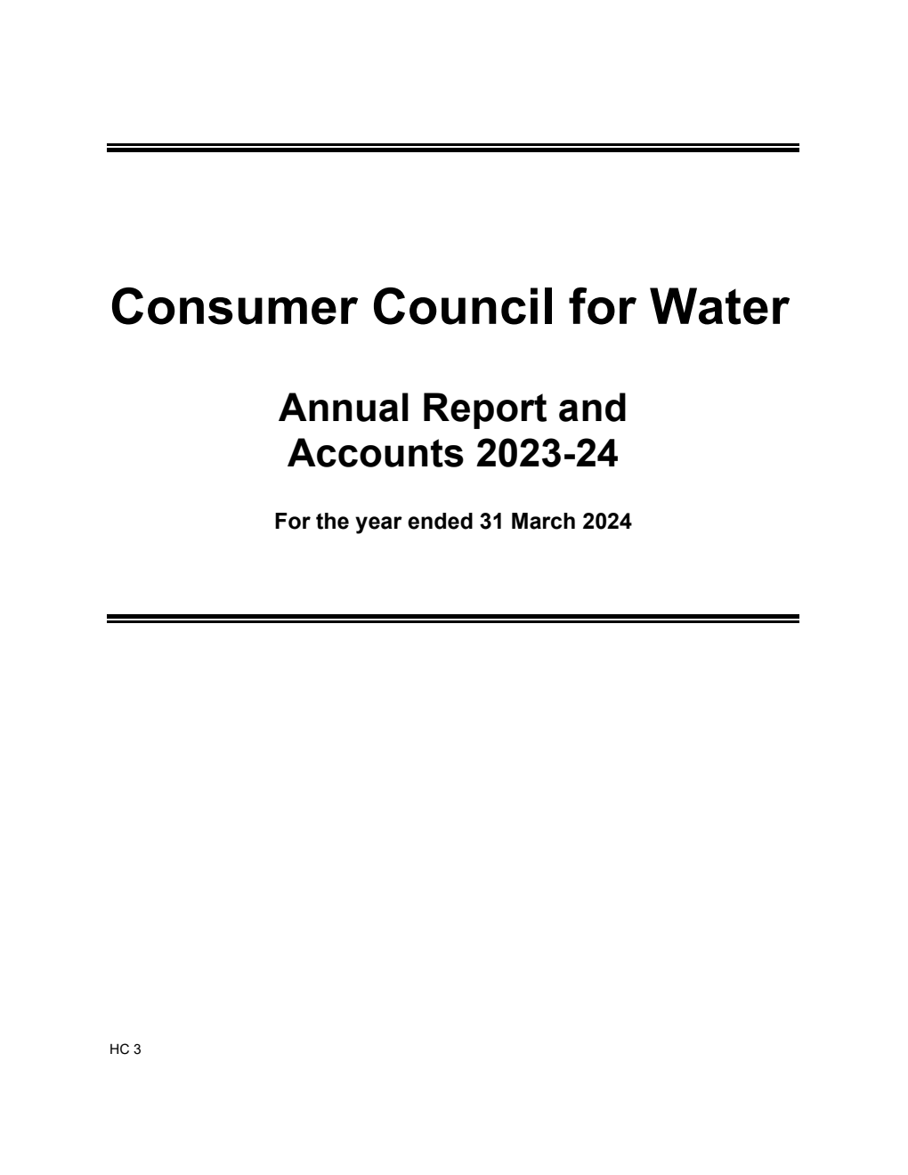 Consumer Council for Water Annual Report and Accounts 2023-24 for the year ended 31 March 2024