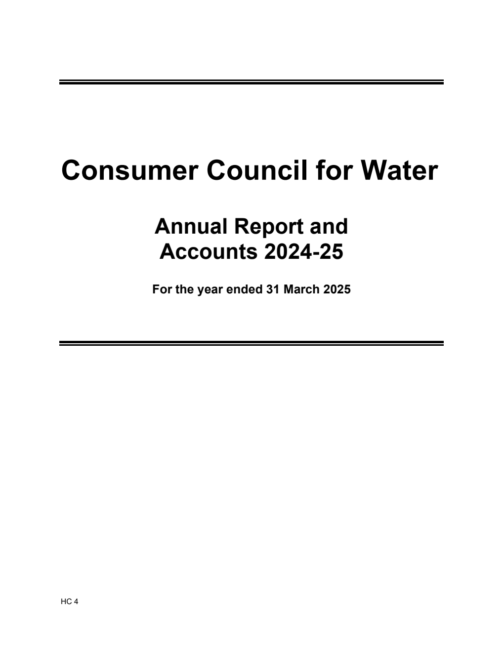 Consumer Council for Water Annual Report and Accounts 2024-25 for the year ended 31 March 2025