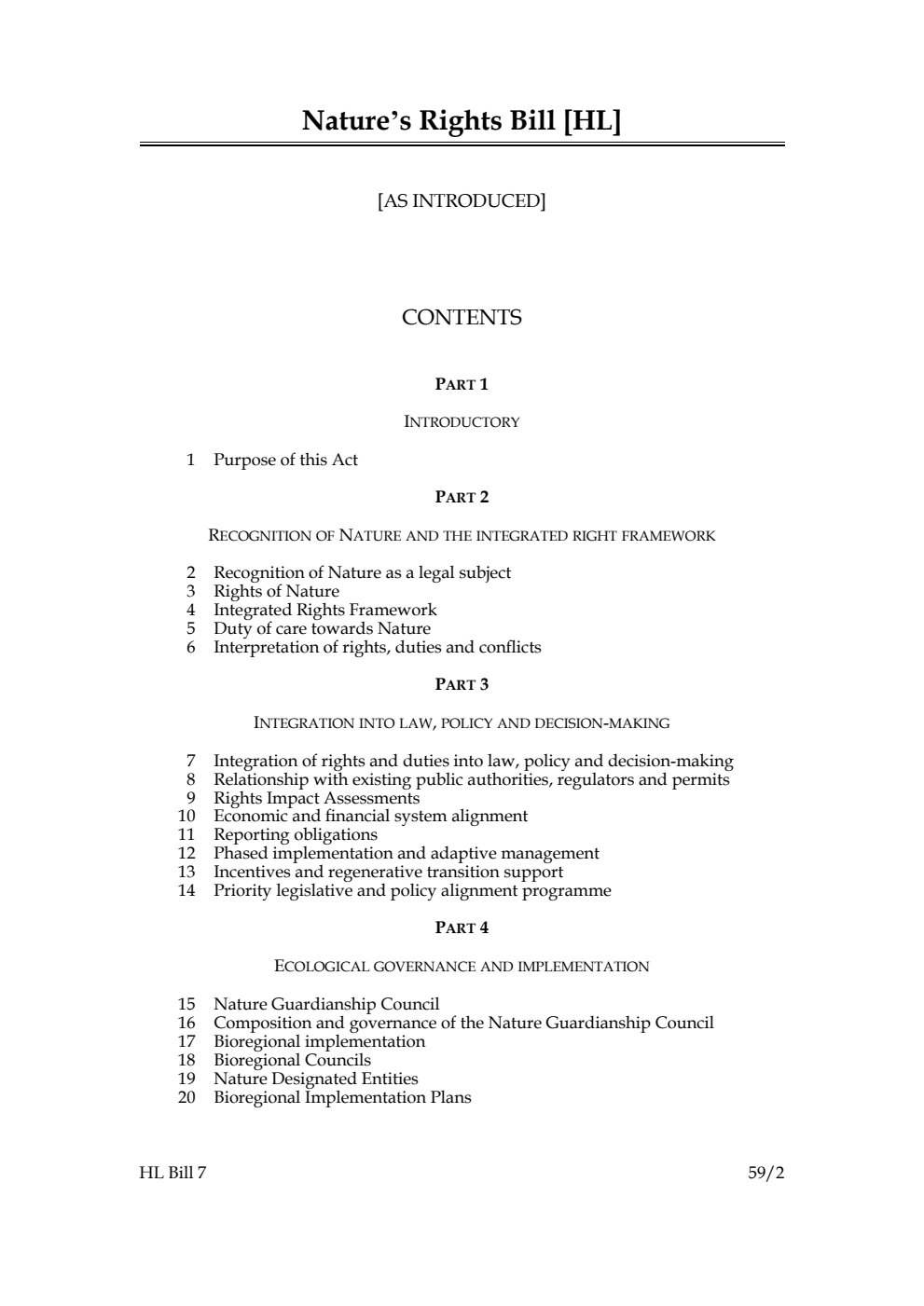 Nature’s Rights Bill