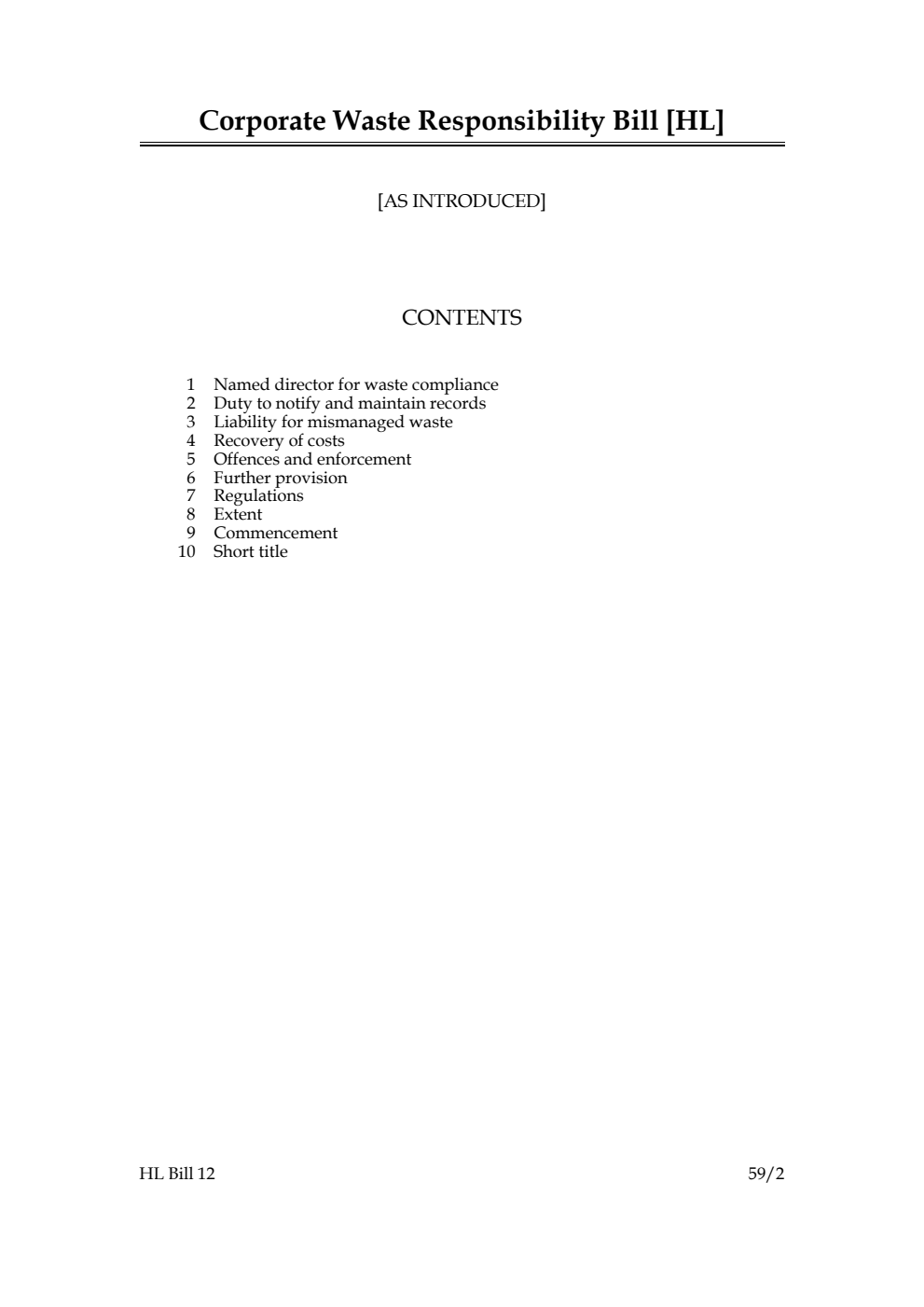 Corporate Waste Responsibility Bill