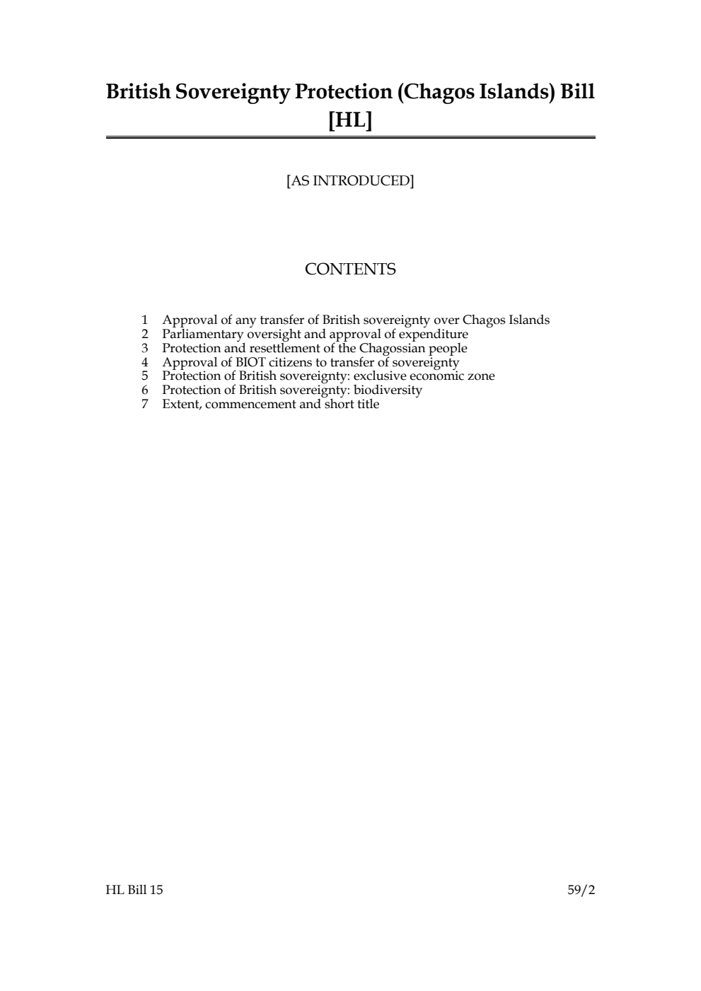 British Sovereignty Protection (Chagos Islands) Bill