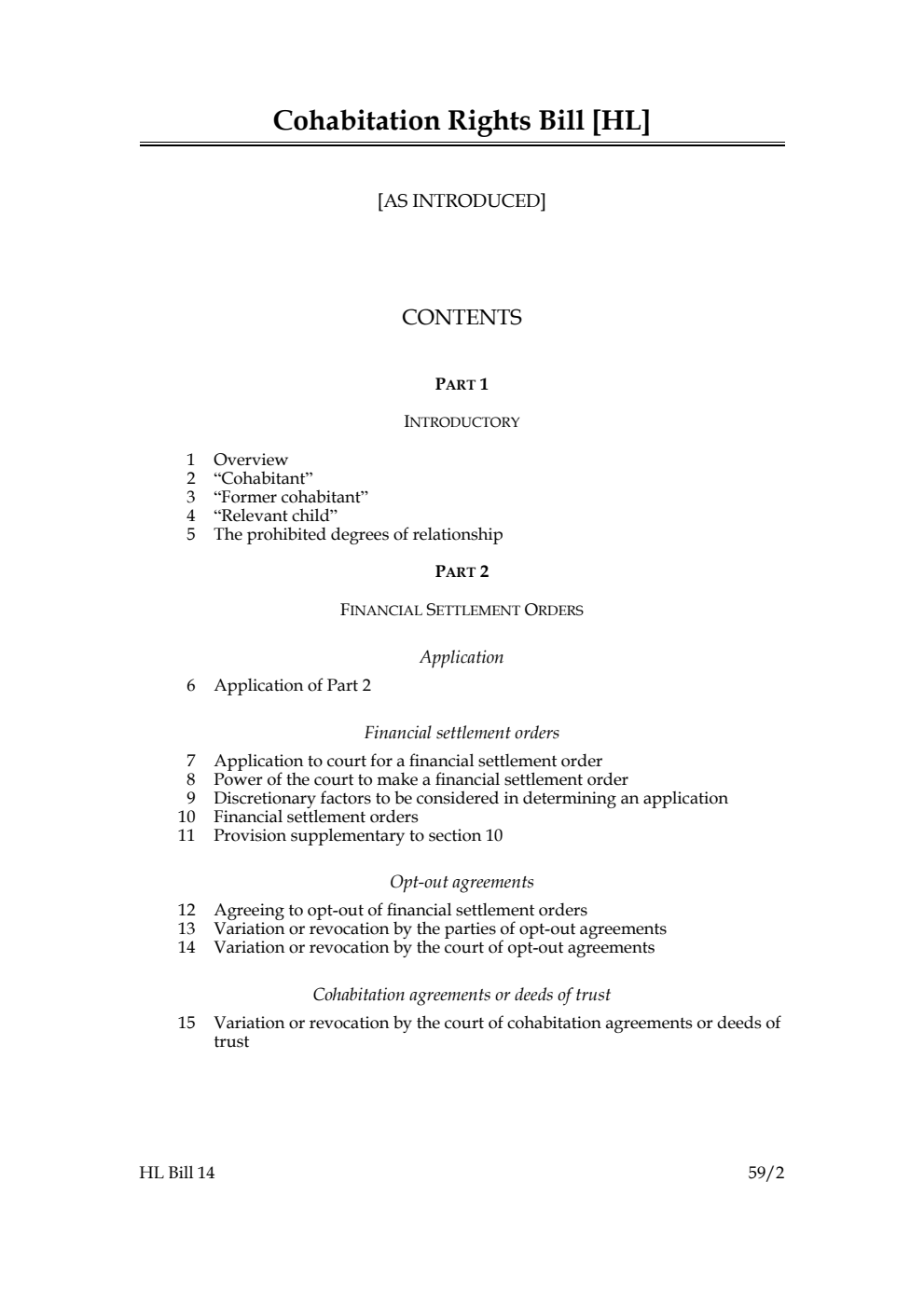 Cohabitation Rights Bill