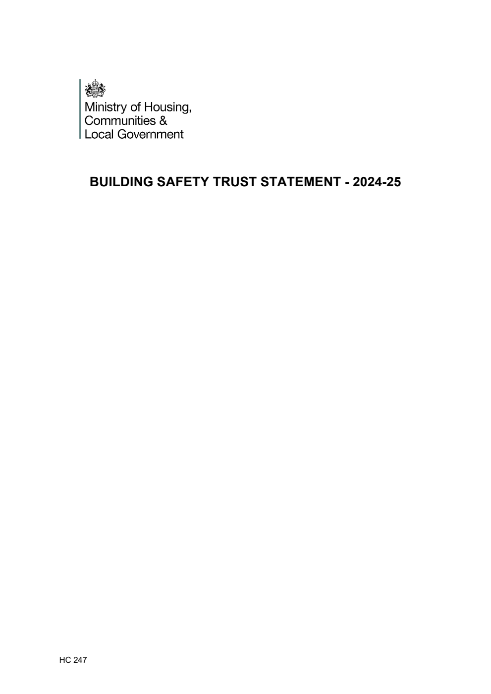 Building Safety Trust Statement – 2024-25 for the year ended 31 March 2025