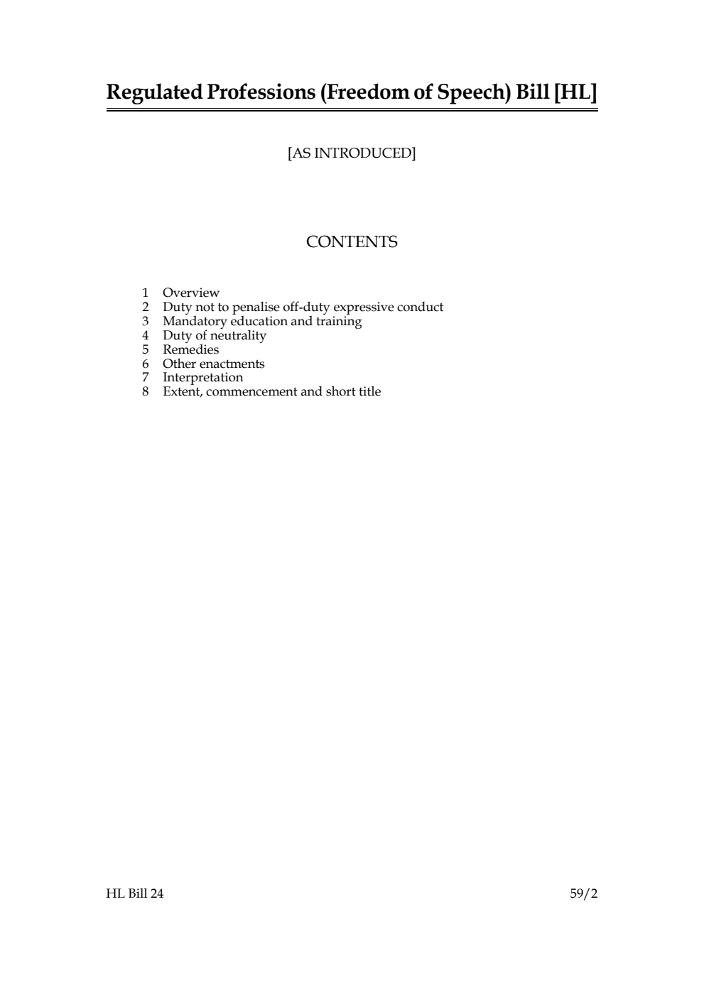 Regulated Professions (Freedom of Speech) Bill