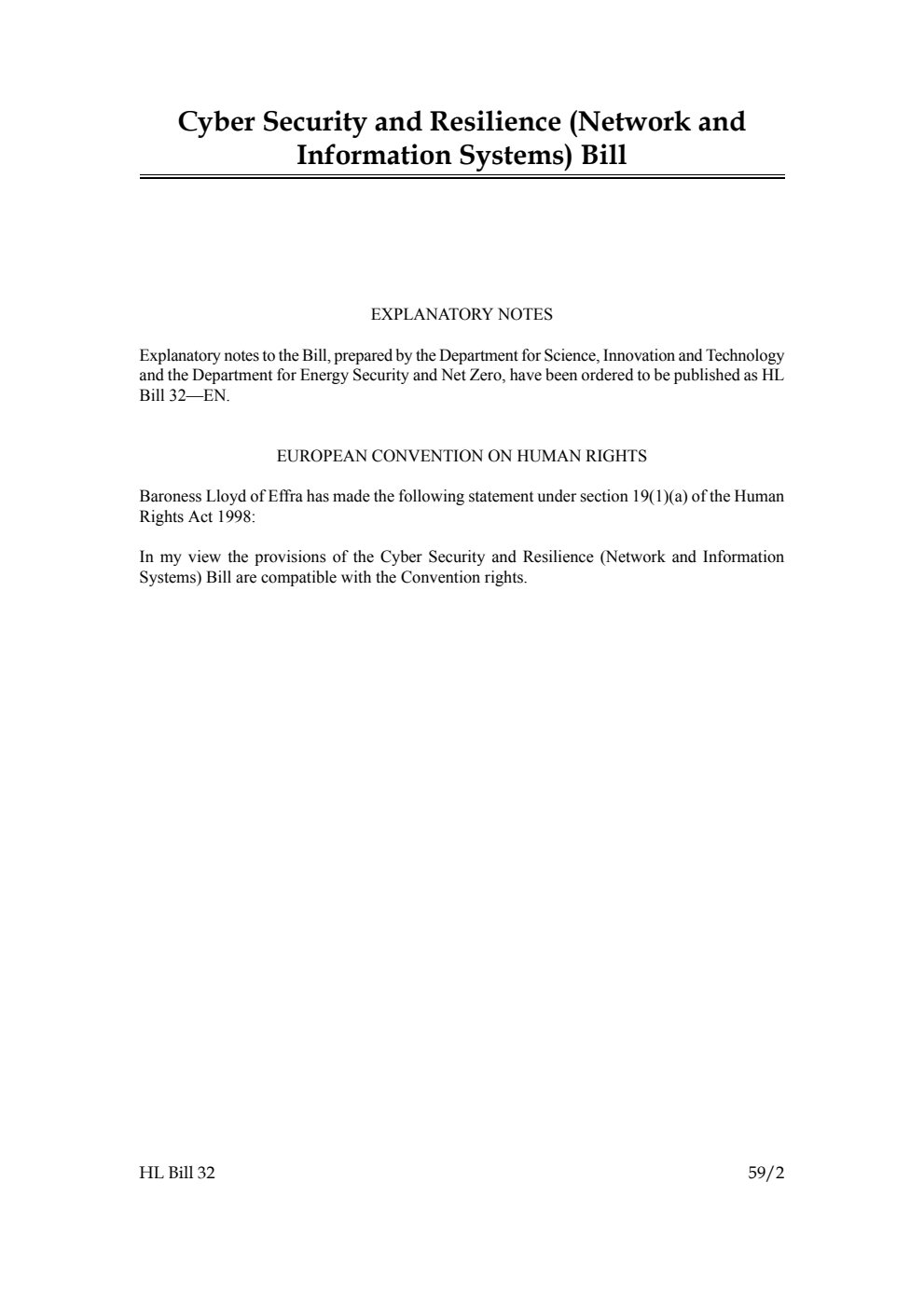 Cyber Security and Resilience (Network and Information Systems) Bill [as brought from the Commons]