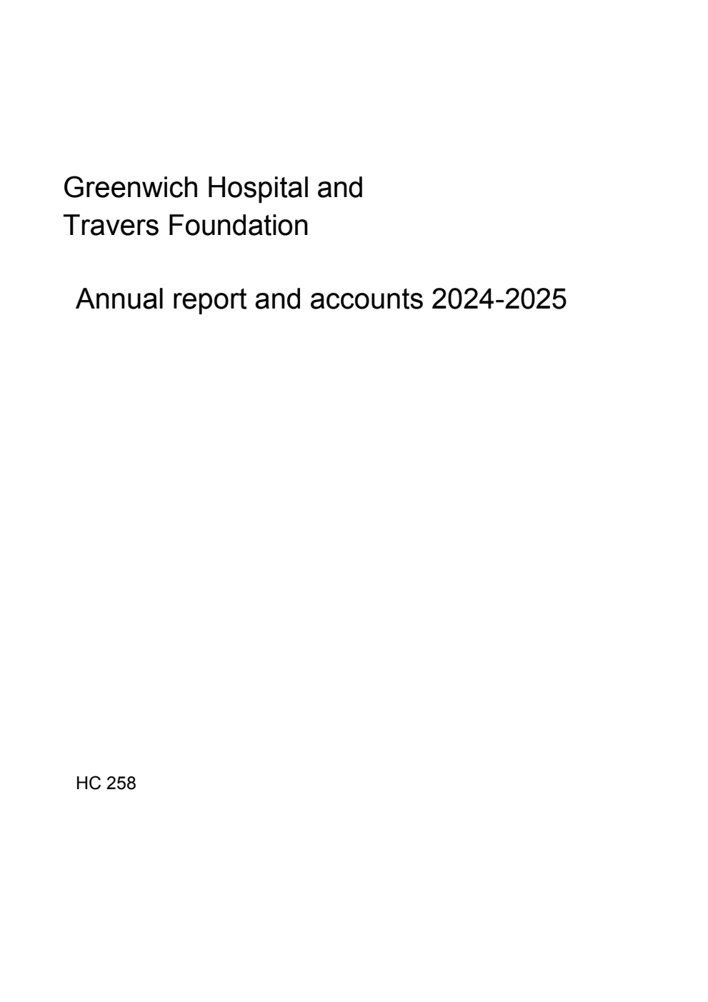 Greenwich Hospital and Travers Foundation Annual report and accounts 2024-2025 for the year ended 31 August 2025