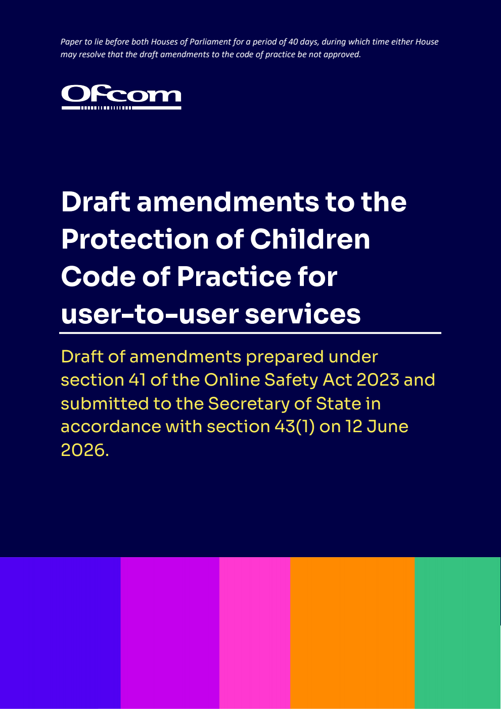 Draft amendments to the Protection of Children Code of Practice for user-to-user services