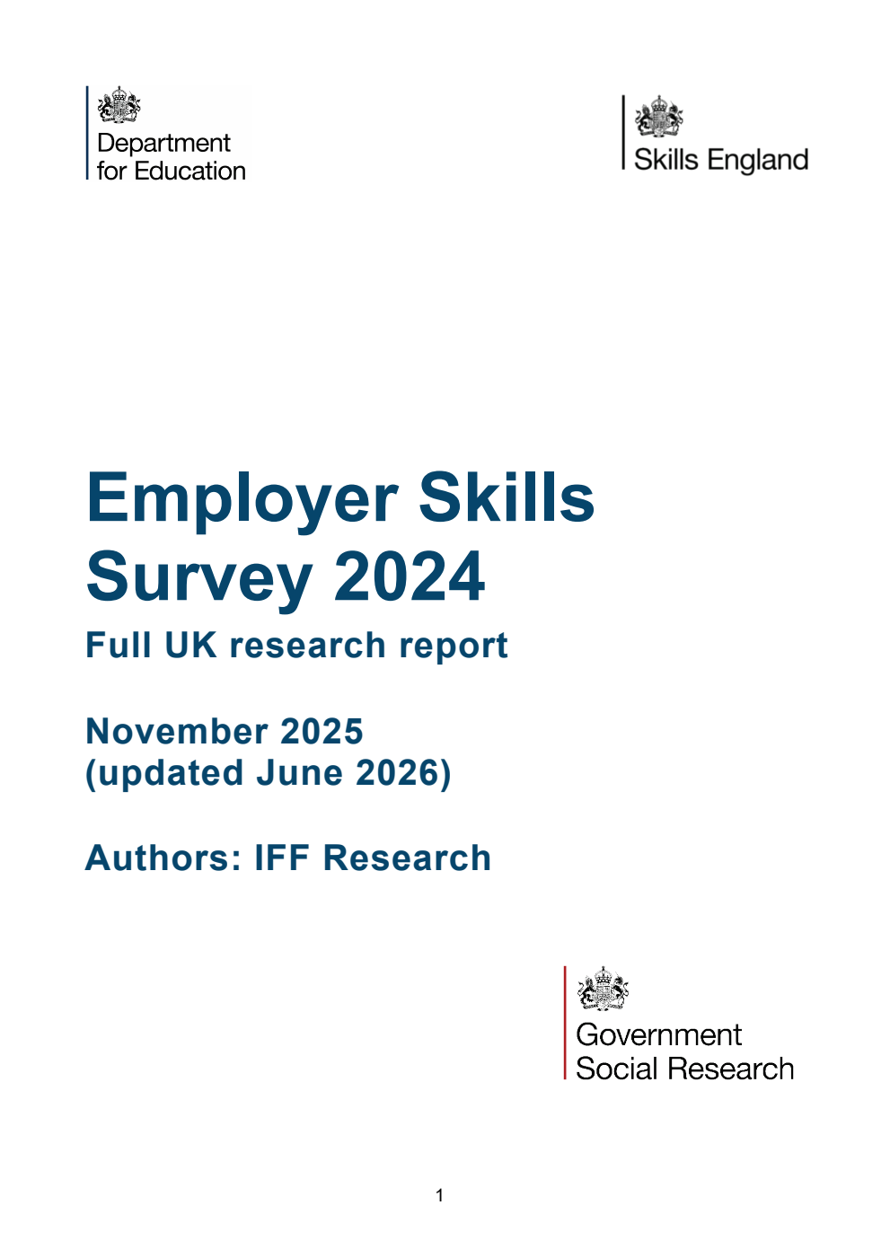 DFE-RR 1590 Employer Skills Survey 2024. Full UK research report. Updated, June 2026